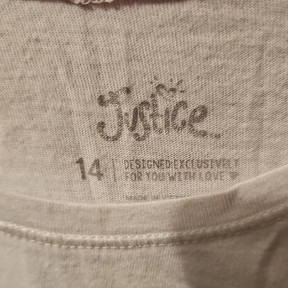 Justice White Long Sleeve with Colorful Logo